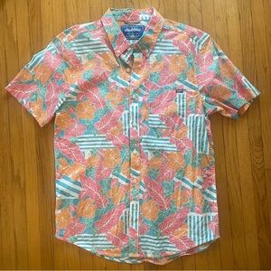 Chubbies Tropical Friday Stripe Stretch Button-Down Shirt Size Medium